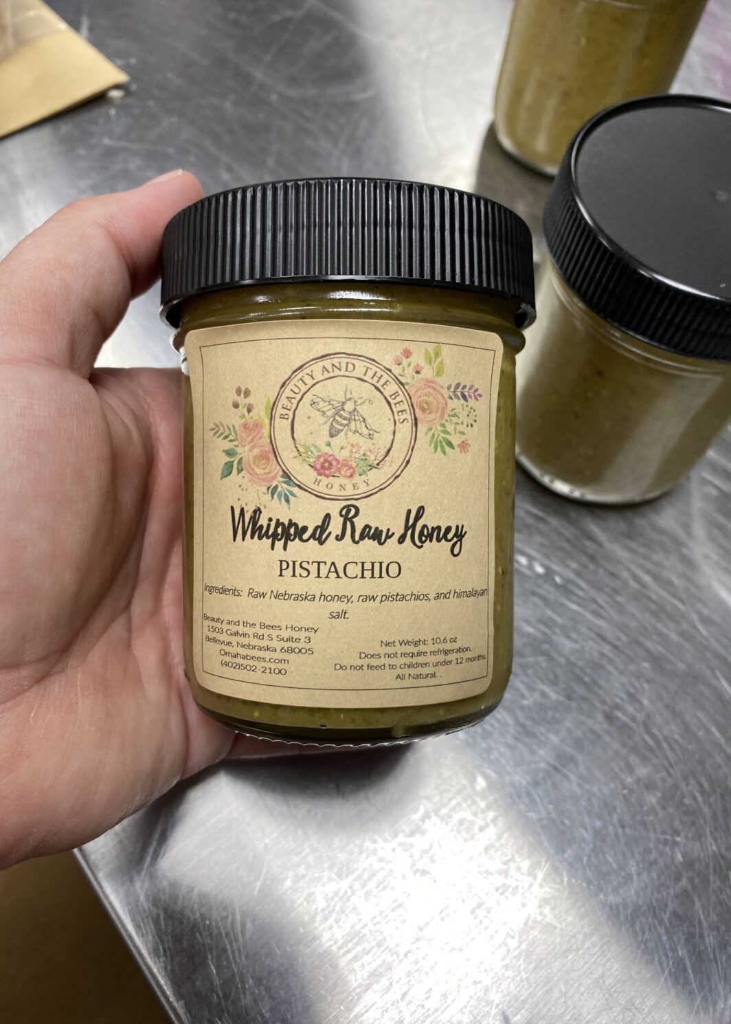 Pistachio Whipped Raw Honey - 1/2 Pint (8 oz)