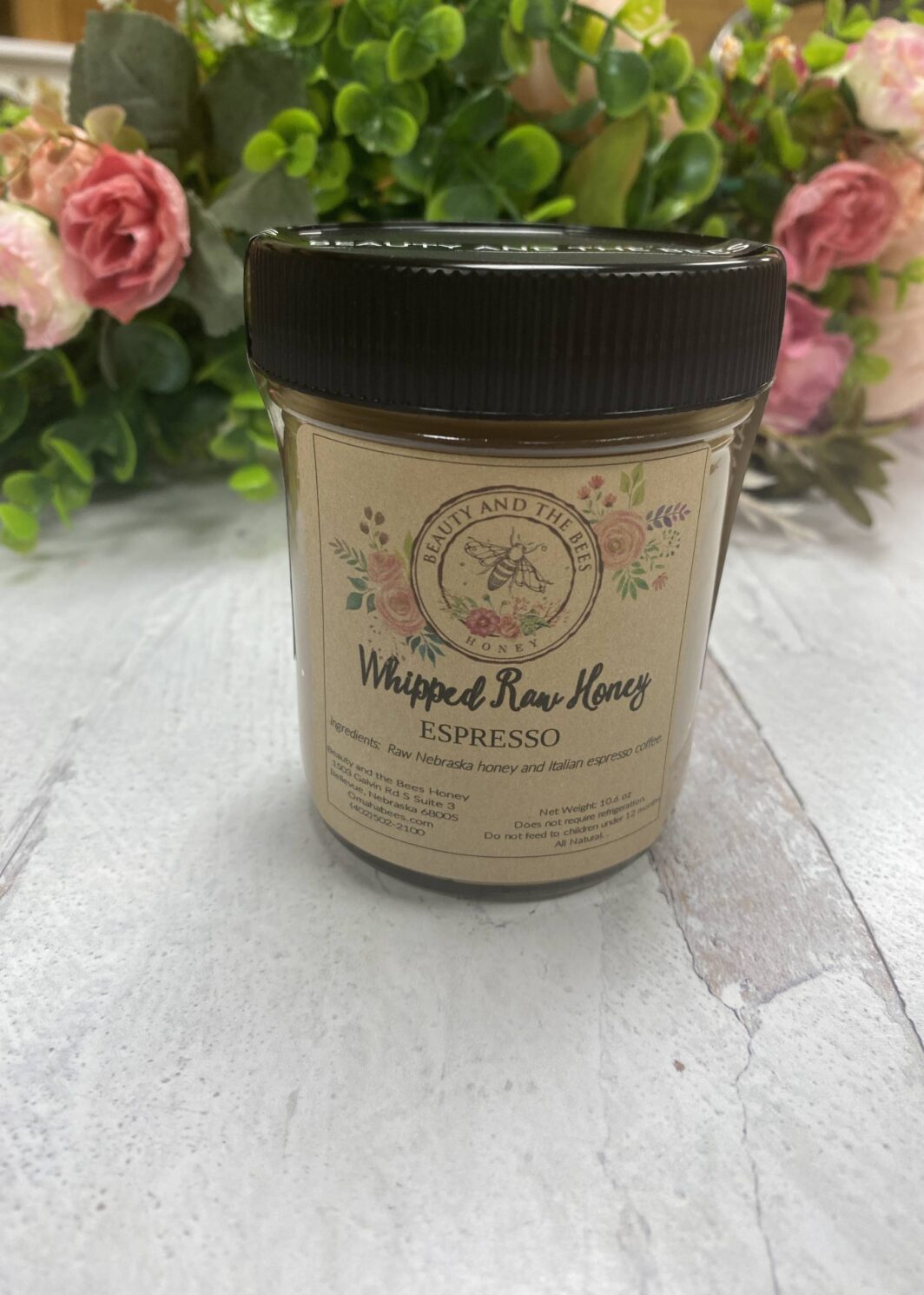 Espresso Whipped Raw Honey - 1/2 Pint (8 oz)